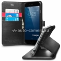 Кожаный чехол-книжка для iPhone 6 Plus SGP-Spigen Wallet S, цвет Black (SGP10918)